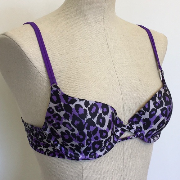 Victoria’s Secret Purple & Black Leopard Print Demi Bra Size 34B - Picture 3 of 11